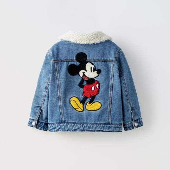 Zara toddler boy mickey disney denim jacket with fleece lining - Picture 2 of 7